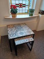 Set bijzettafels, sidetables, plantentafels, 60x60 en 40x40, Overige materialen, Minder dan 55 cm, Vierkant, Nieuw
