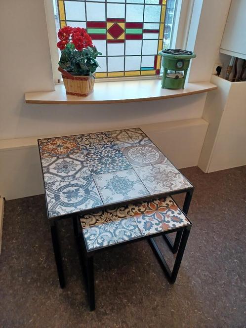 Set bijzettafels, sidetables, plantentafels, 60x60 en 40x40, Huis en Inrichting, Tafels | Bijzettafels, Nieuw, Vierkant, 45 tot 60 cm