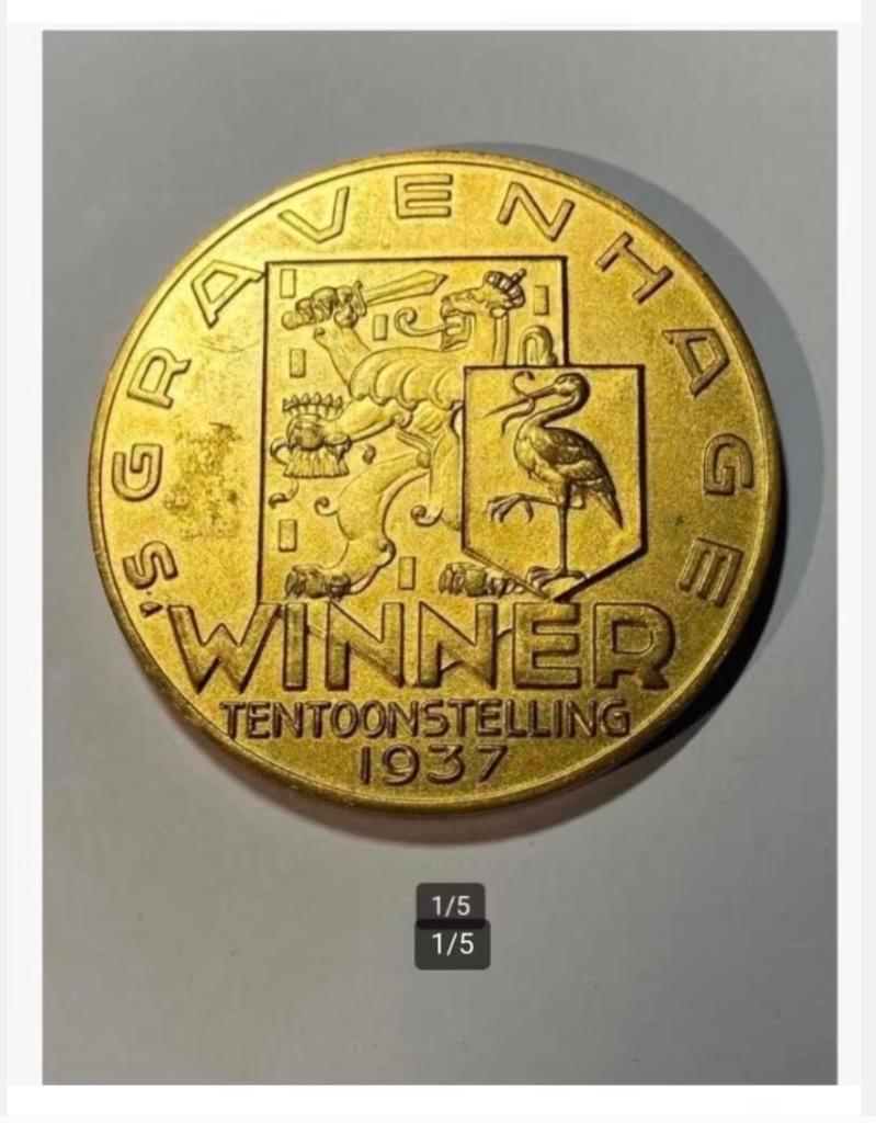 Penning Tentoonstelling ‘s Gravenhage 1937, Ophalen of Verzenden, Overige materialen, Nederland