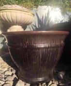 Grote geglazuurde bruine pot - 58cm, vorstbestendig, Tuin en Terras, Bloempotten, 40 cm of meer, Rond, Zo goed als nieuw, Terracotta