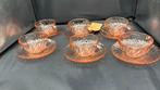 Arcoroc theekoppen roze. 6 stuks met schotel. Vintage., Ophalen of Verzenden