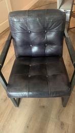 6 Leren fauteuil/eetkamerstoelen met metalen frame, Ophalen, Gebruikt, Minder dan 75 cm, Leer