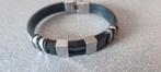 Herenarmband Lucardi Rubber & Staal, Sieraden, Tassen en Uiterlijk, Armbanden, Ophalen of Verzenden, Gebruikt, Zwart, Staal