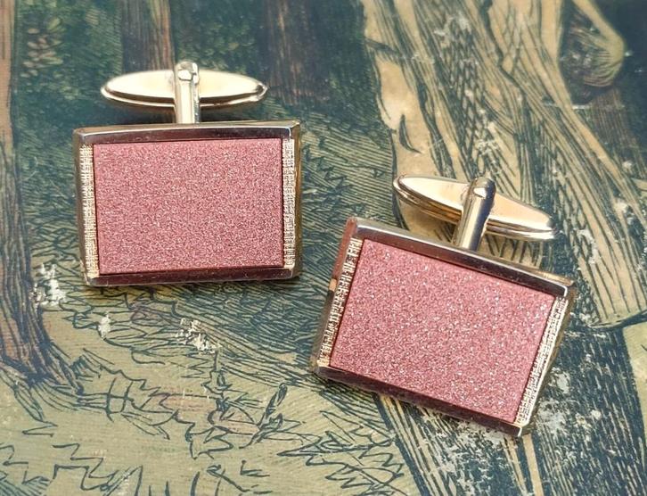 Manchetknopen met goudsteen, Sieraden, Tassen en Uiterlijk, Manchetknopen, Gebruikt, Steen, Ophalen of Verzenden