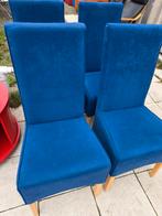 Blauwe eetkamerstoelen 4 stuks, Ophalen, Zo goed als nieuw, Blauw, Vijf, Zes of meer stoelen