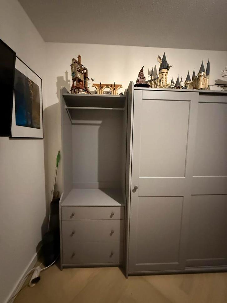 2x IKEA Hauga hoge kast met 2 deuren grijs!, Huis en Inrichting, Kasten | Kledingkasten, Zo goed als nieuw, 150 tot 200 cm, 50 tot 100 cm