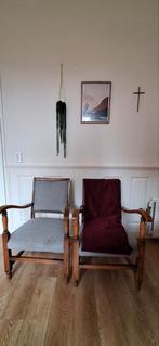 2 Bibliotheek fauteuils en meubileerstof bordeaux., Huis en Inrichting, Ophalen, Gebruikt