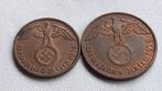WO2 1 en 2 Reichspfennig brons nazi duitsland 1, Postzegels en Munten, Ophalen of Verzenden, Duitsland, Setje