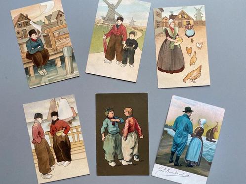 8 vroege getekende ansichtkaarten met klederdrachten (1904/1, Verzamelen, Ansichtkaarten | Themakaarten, Gelopen, Voor 1920, Klederdracht