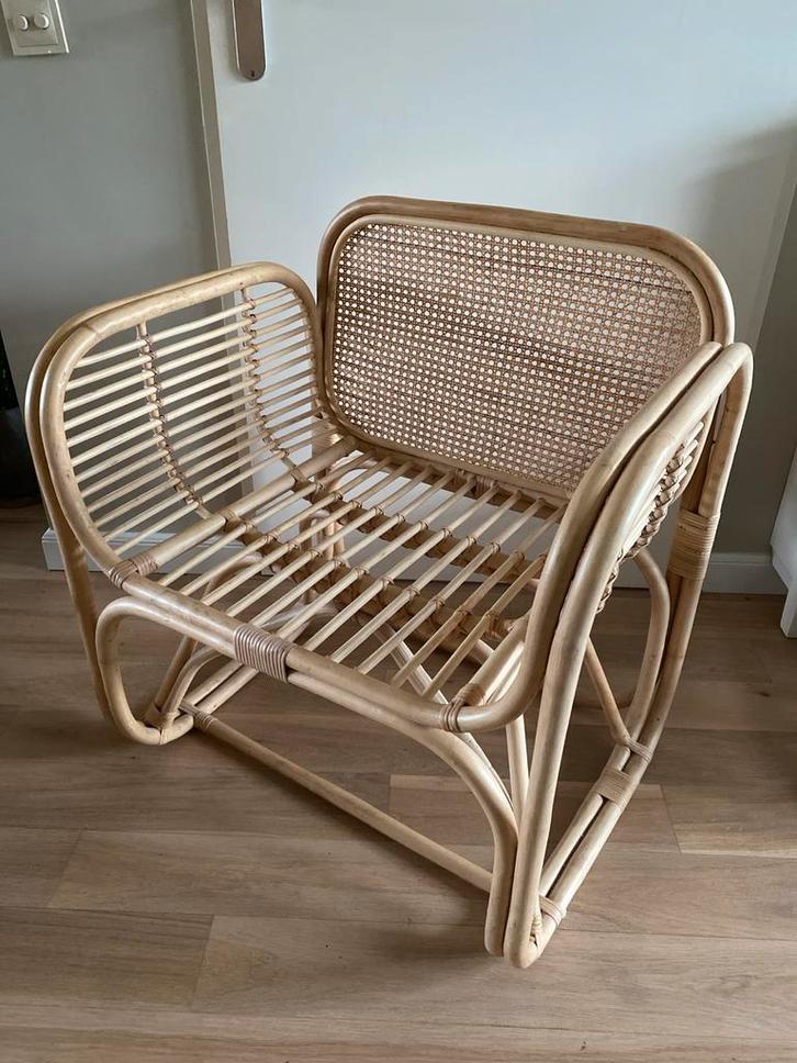Bohemian Rieten Rattan Rotan Fauteuil Stoel van Sissy Boy, Huis en Inrichting, Fauteuils, Zo goed als nieuw, Riet of Rotan, 50 tot 75 cm