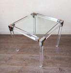 Vintage Perspex bijzettafel  Glazen blad Charles H.Jones '70, Huis en Inrichting, Tafels | Bijzettafels, Minder dan 55 cm, Gebruikt