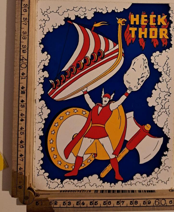 Vintage sticker Heck Thor viking vikingschip Bijl strip, Verzamelen, Stickers, Zo goed als nieuw, Ophalen of Verzenden