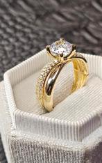 Prachtige 14k dames gouden ringen met zirkonia steen, Nieuw, Ophalen of Verzenden, 17 tot 18, Dame