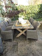 Tuinset. Houten tafel met kunststof stoelen. ., Ophalen, Gebruikt, Hout