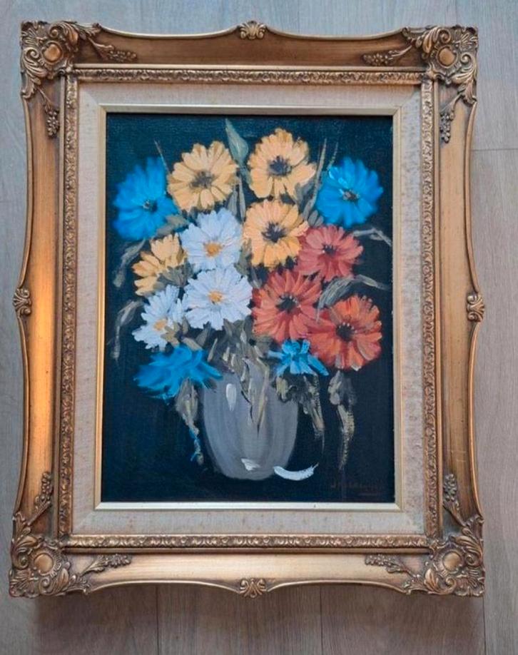 Bloemenstilleven in Gouden Lijst, Antiek en Kunst, Kunst | Schilderijen | Klassiek, Ophalen of Verzenden