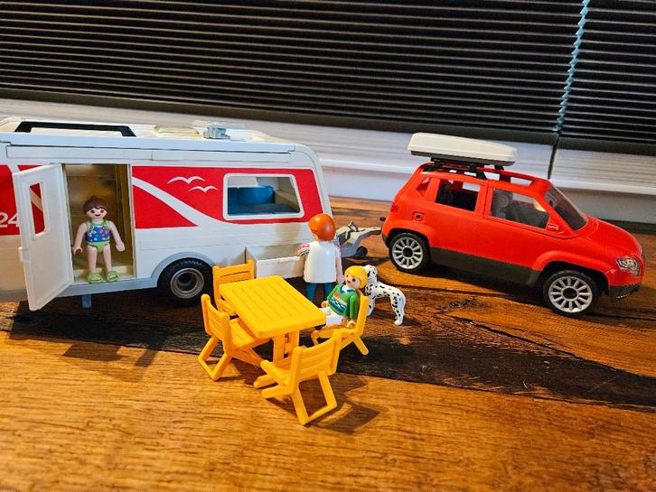 Playmobil gezinswagen / auto met caravan 5436 + 5434, Kinderen en Baby's, Speelgoed | Playmobil, Zo goed als nieuw, Complete set