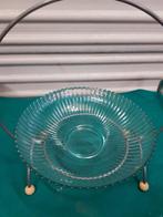 Presenteer schaal van glas, rond, op metalen standaard, Ophalen of Verzenden