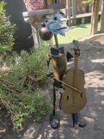 Metalen hond met cello ca. 65 cm hoog, Antiek en Kunst, Ophalen