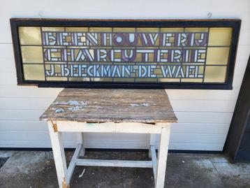 Antiek glasraam Beenhouwerij Charcuterie  Zie foto's  beschikbaar voor biedingen
