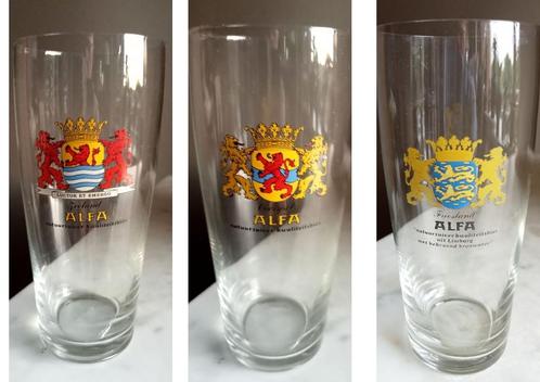 13 ALFA PROVINCIE GLAZEN, Verzamelen, Biermerken, Zo goed als nieuw, Glas of Glazen, Overige merken, Ophalen of Verzenden