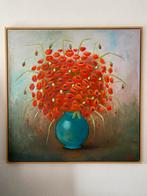 Prachtige boeket van rode klaprozen, 100X100 cm, Antiek en Kunst, Ophalen