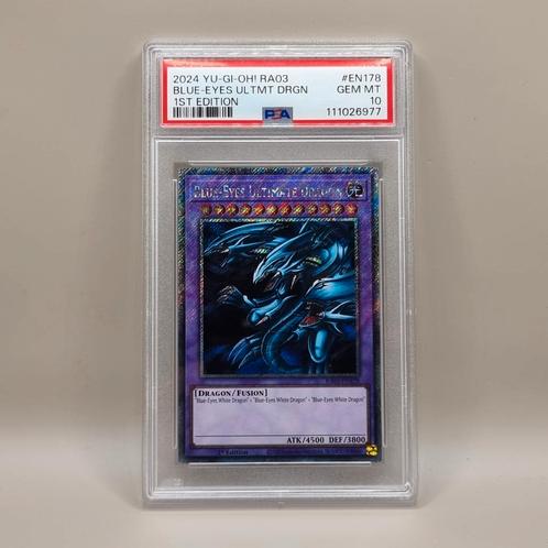 Yu-Gi-Oh Blue-Eyes Ultimate Dragon en178 psa 10 1st edition, Hobby en Vrije tijd, Verzamelkaartspellen | Yu-gi-Oh!, Nieuw, Losse kaart