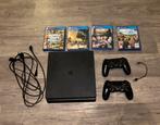 Goedwerkende PS4 Slim met 2 controllers en 4 games., Spelcomputers en Games, Spelcomputers | Sony PlayStation 4, Met 2 controllers