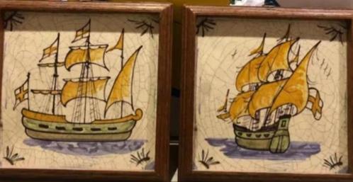 Twee Wandtegels Villeroy en Boch - ingelijst, Antiek en Kunst, Antiek | Wandborden en Tegels, Ophalen of Verzenden