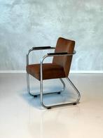 Jaren 30 armstoel vintage sledestoel buisframe bauhaus stoel, Ophalen, Gebruikt, Bauhaus, Bruin