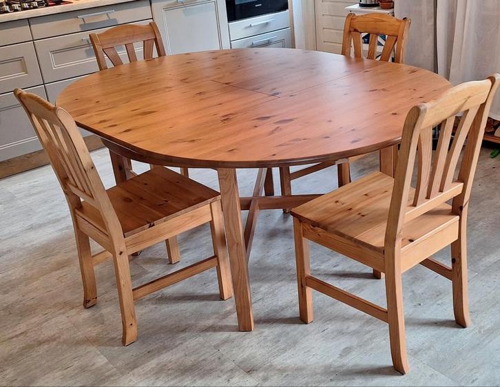eettafel grenen Leksvik IKEA, bijkopen stoelen mogelijk, Huis en Inrichting, Tafels | Eettafels, Zo goed als nieuw, 100 tot 150 cm