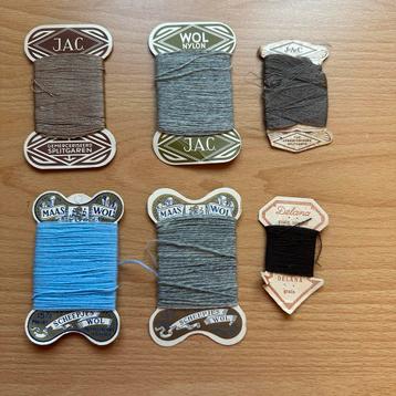 Vintage sokkenwol/stopwol kaartjes 6 stuks voor journaling beschikbaar voor biedingen