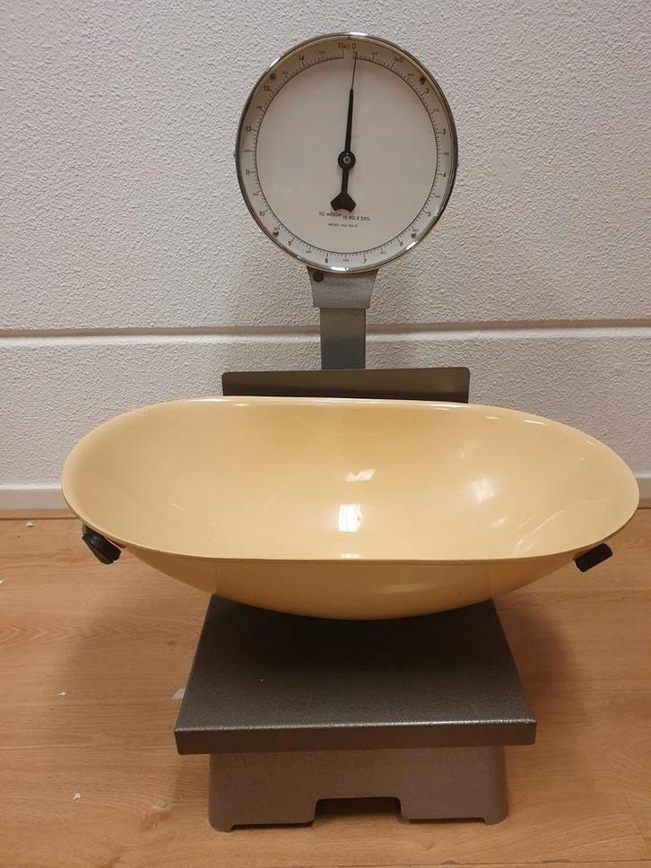 Vintage: Grote weegschaal industrieel en decoratief!, Witgoed en Apparatuur, Weegschalen, Gebruikt, Overige typen, 10 tot 50 kg