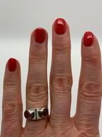 S334 Prachtige zilveren ring modernist barnsteen maat 17,5, Sieraden, Tassen en Uiterlijk, Antieke sieraden, Ophalen of Verzenden