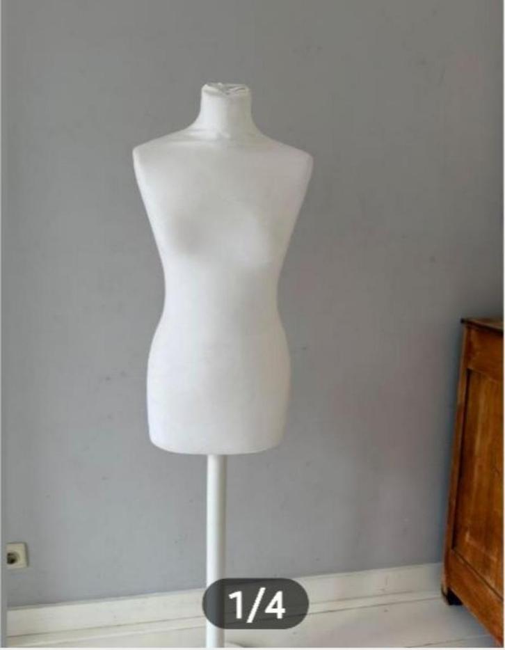 Paspop Mannequin wit  - houten standaard, Hobby en Vrije tijd, Naaien en Fournituren, Zo goed als nieuw, Paspop, Ophalen