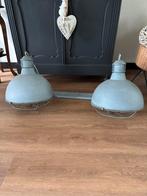 Industriele dubbele hanglamp grijs betonlook, 50 tot 75 cm, Ophalen of Verzenden, Zo goed als nieuw, Metaal
