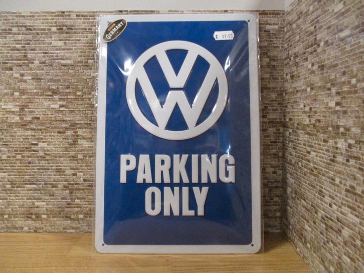 metalen 3d bordje volkswagen parking only 15x20 cm, Verzamelen, Merken en Reclamevoorwerpen, Nieuw, Reclamebord, Ophalen of Verzenden