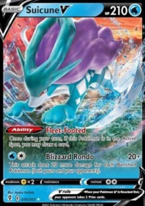 Suicune V #031 - EVS -Evolving Skies, Hobby en Vrije tijd, Verzamelkaartspellen | Pokémon, Nieuw, Losse kaart, Verzenden