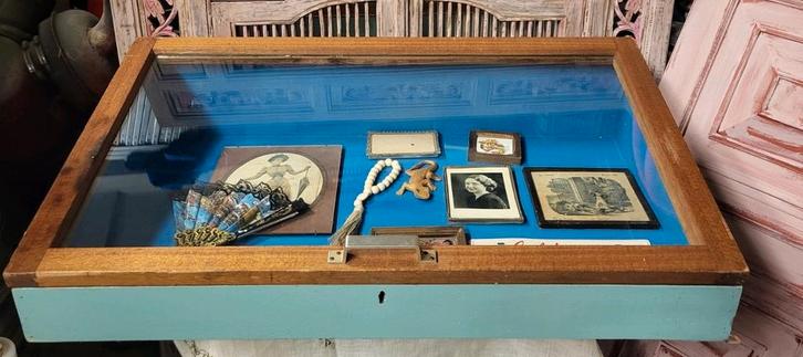 Vintage/Platte/Toonbank/Vitrinekast /Winkelkast, Antiek en Kunst, Curiosa en Brocante, Ophalen of Verzenden