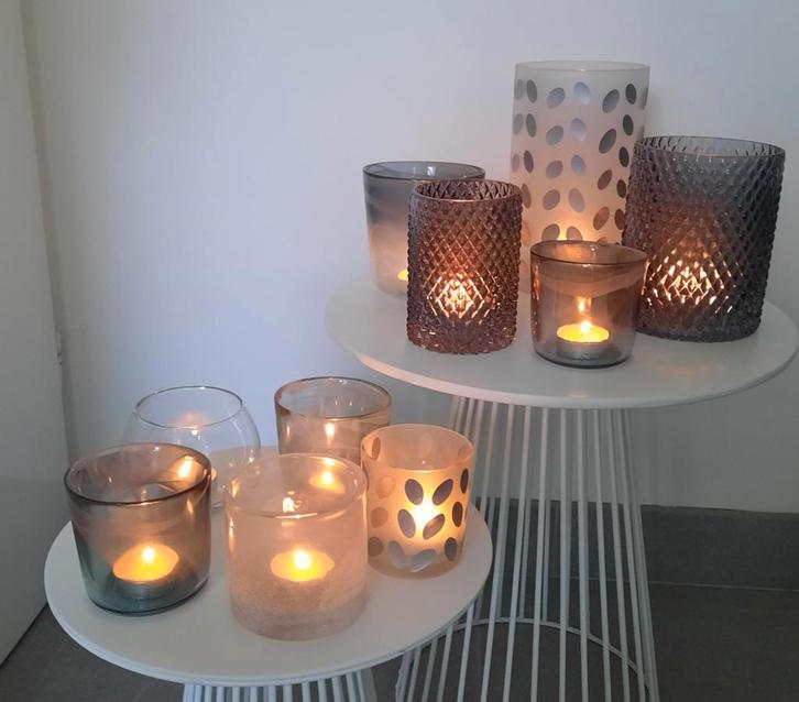 Waxinelichthouders set - Lifestyle, Huis en Inrichting, Woonaccessoires | Kandelaars en Kaarsen, Zo goed als nieuw, Kaars, Minder dan 25 cm