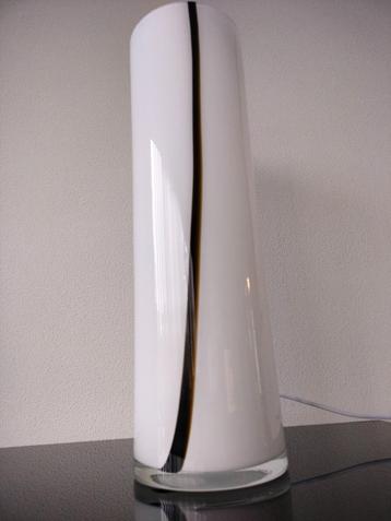 Italië Glas Lamp Tafellamp Wit Opalino Vetro Zwart 1990 beschikbaar voor biedingen
