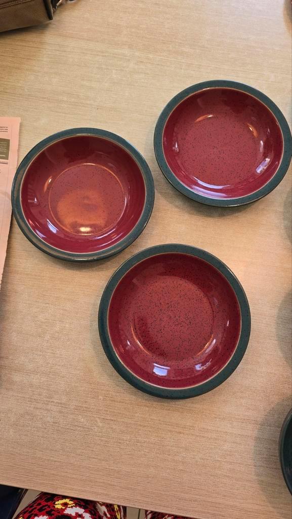 Denby Harlequin Soepborden (3), Huis en Inrichting, Keuken | Servies, Gebruikt, Bord(en), Overige stijlen, Ophalen of Verzenden