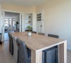 Licht eiken eettafel + 6 eetkamerstoelen, Ophalen, Eikenhout, 200 cm of meer, 50 tot 100 cm