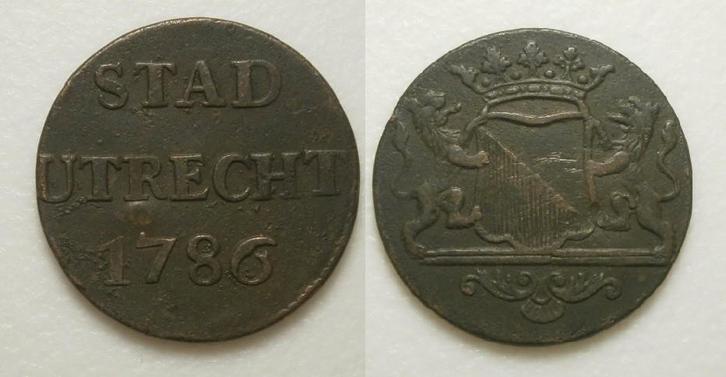 2] Utrecht Stad Duit 1786, Postzegels en Munten, Munten | Nederland, Losse munt, 1 cent, Vóór koninkrijk, Ophalen of Verzenden