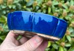 Bonsai schaal Lotus blauw geglazuurd aardewerk 13,5x12,4x4,2, Ophalen of Verzenden, Zo goed als nieuw, Minder dan 25 cm, Overige vormen