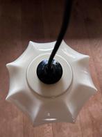 Oude Hanglamp creme met oker / goud randje glas, Antiek en Kunst, Ophalen
