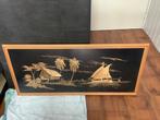 Vintage Bamboe stro kunst Bali, Ophalen, Zo goed als nieuw, Schilderij, Minder dan 50 cm