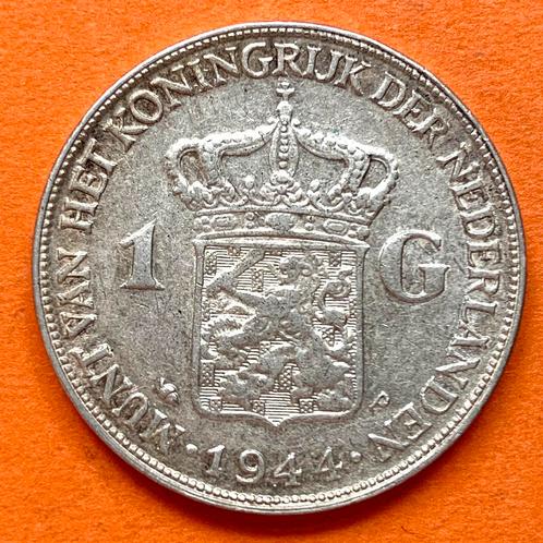 Nederland 1 gulden 1944 Wilhelmina zilver, Postzegels en Munten, Munten | Nederland, Koningin Wilhelmina, Zilver, Ophalen of Verzenden