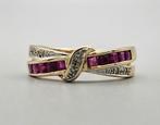 Gouden Vintage ring edelstenen robijn en diamant. 2025/412., ., Ophalen of Verzenden, Zo goed als nieuw, Met edelsteen