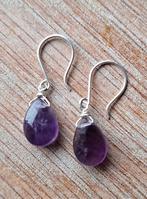 handgemaakte oorbellen echt zilver en amethist, Sieraden, Tassen en Uiterlijk, Oorbellen, Hangers, Verzenden, Paars, Nieuw