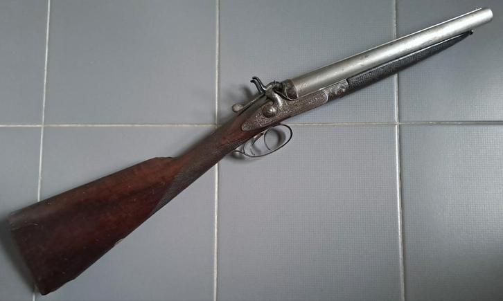 Antiek Brits toplever coach gun geweer kal 12 zwartkruit, Antiek en Kunst, Antiek | Overige Antiek, Ophalen of Verzenden